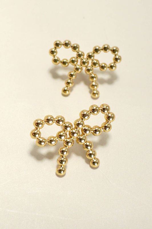 18K Stainless Steel Bow Stud Earrings