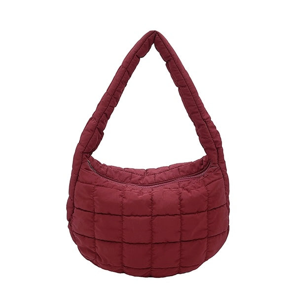 Quilted Puffer Shoulder Bag in Small
