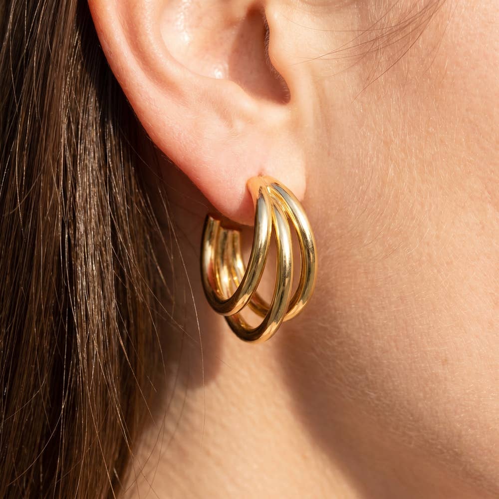 Triple Tube Hoop Earrings