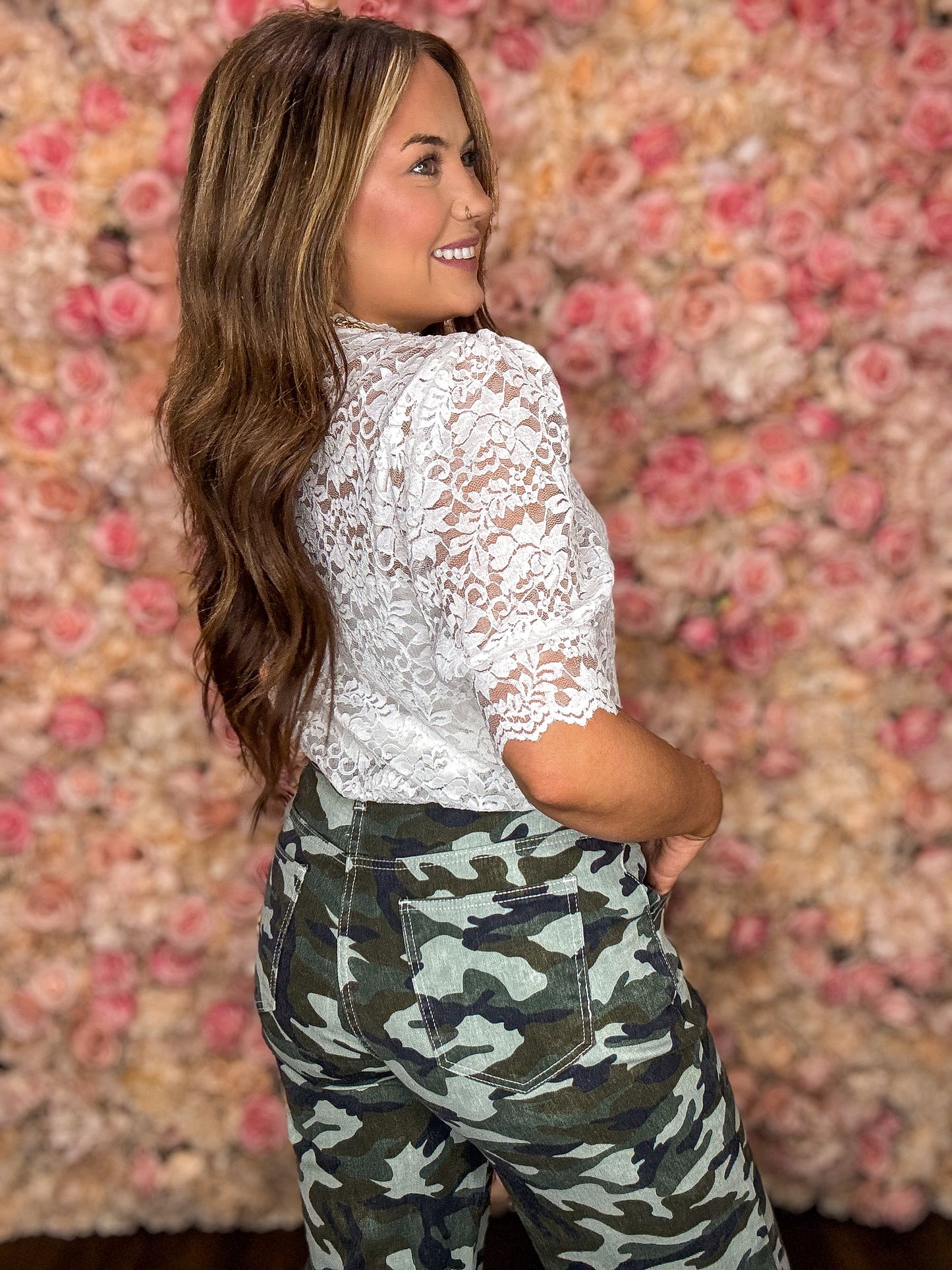 Camo Wide Leg Drawstring Jeans