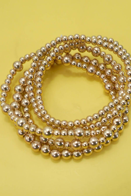 Multi Layer Gold Beaded Bracelet Stack