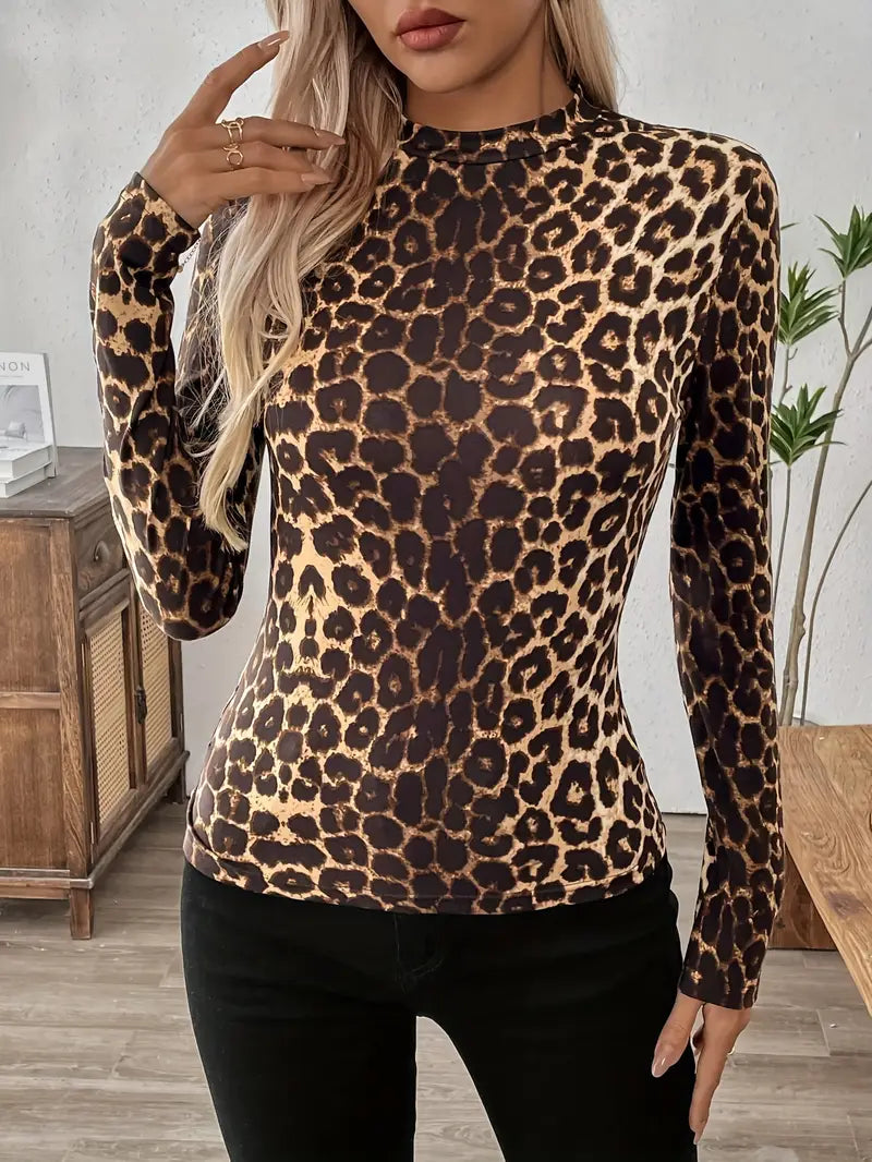 Cheetah Print Slim Fit Top