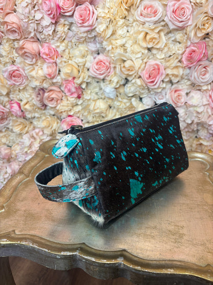 Turquoise Hide Makeup Bag