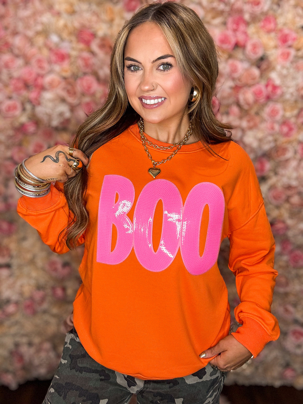 Pink Sequin Boo Sweatshirt