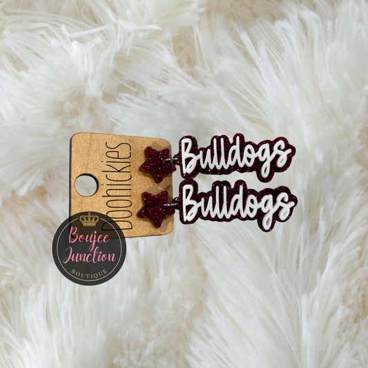 2.25" Star Layered Bulldog Spirit Earrings