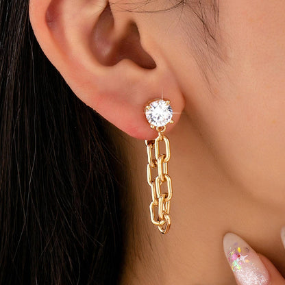 Crystal Stud Hoop and Drop Link Earrings