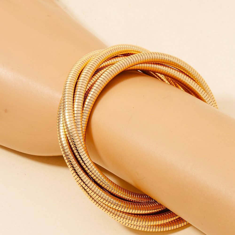 Knotted Elastic Metallic Coil Bracelet