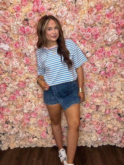 Sky Blue Striped Tee