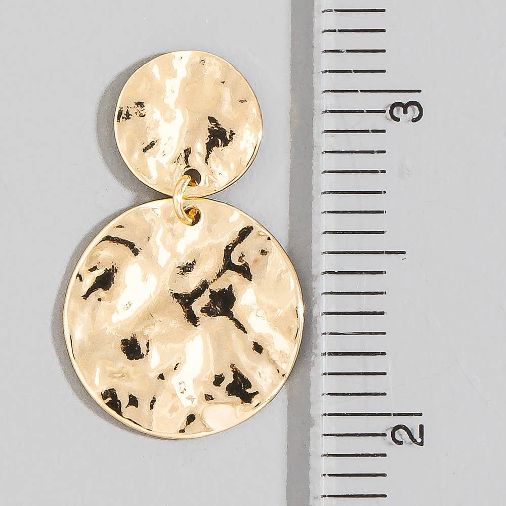 Double Hammered Coin Drop Earrings