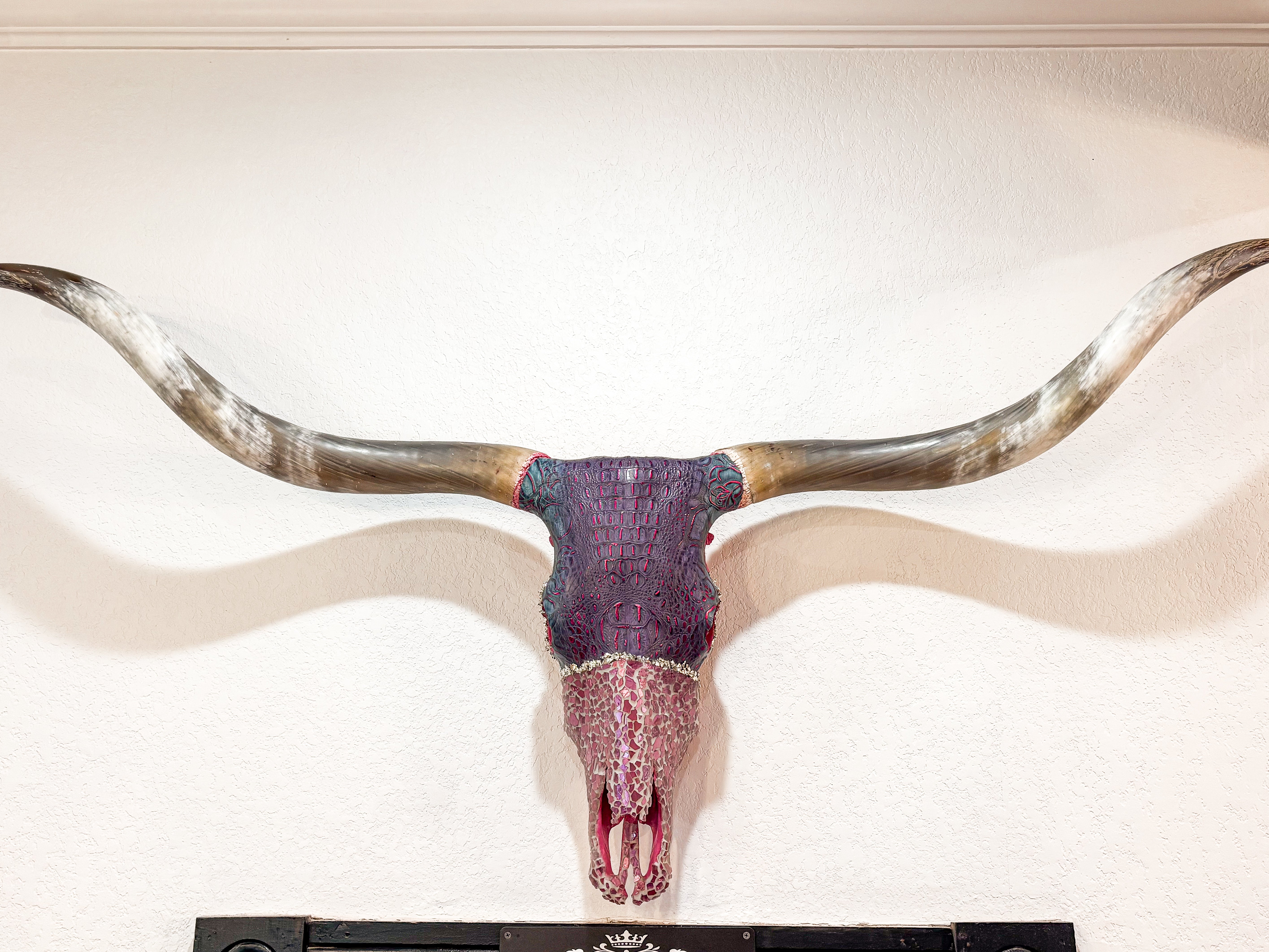 Pink Gator Lady – 62” Longhorn Statement Skull