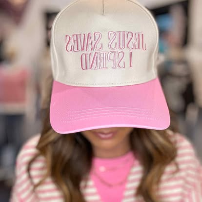 Jesus Saves I Spend Canvas Trucker Hat