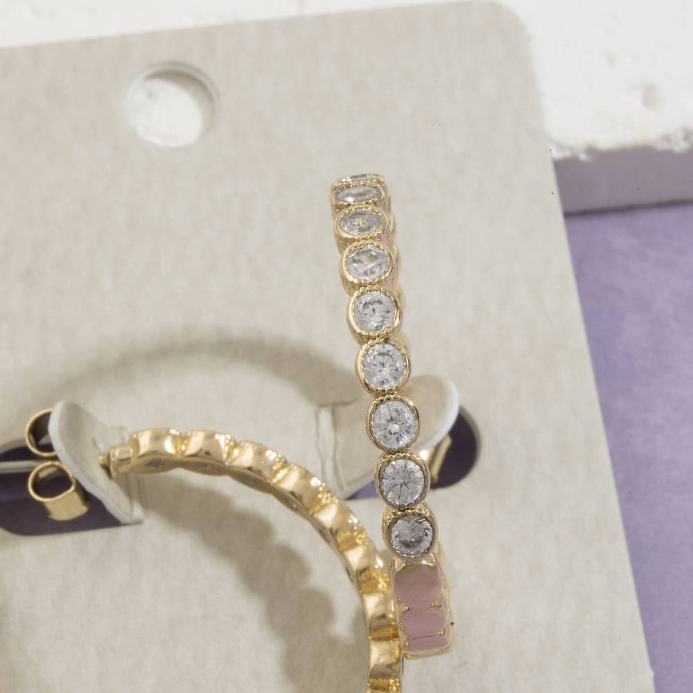 Bezel Set Hoop Earrings
