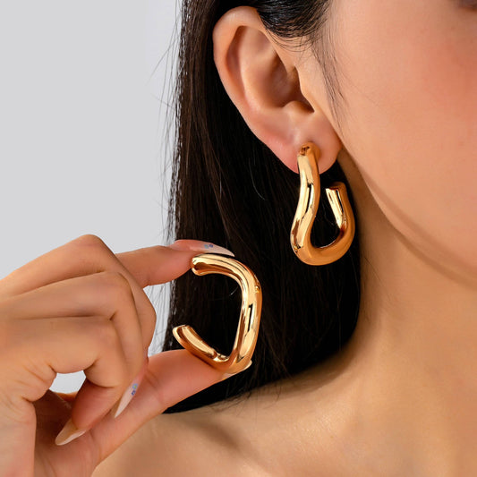 Gold U-Shape Hoop Earrings