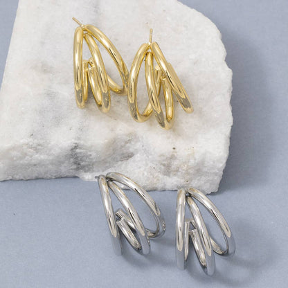Triple Tube Hoop Earrings