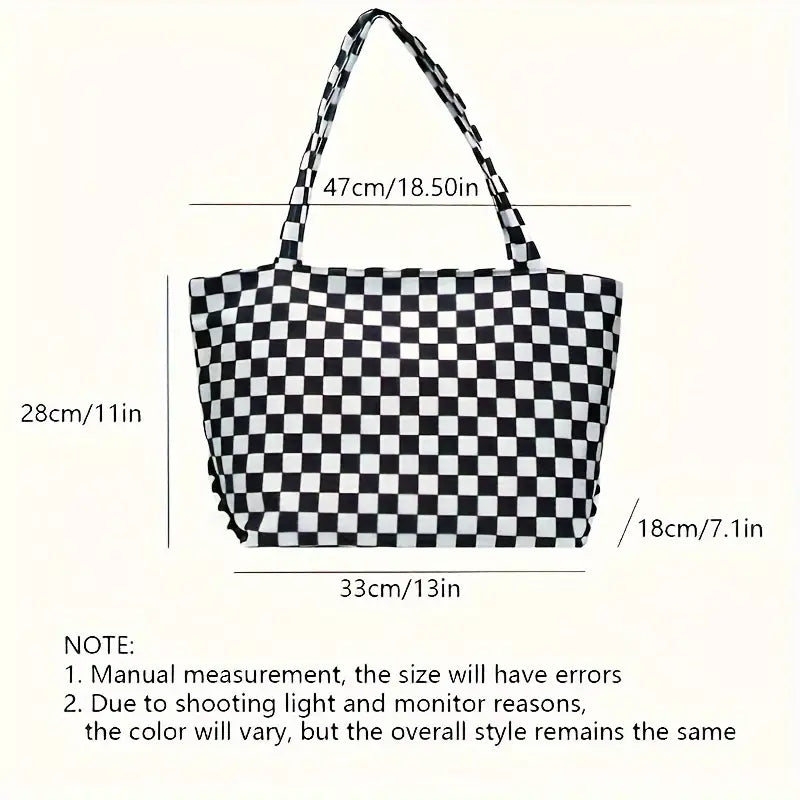 Black Checkered Tote Bag