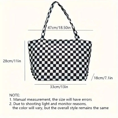 Black Checkered Tote Bag