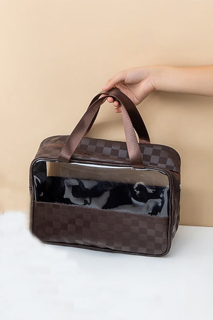 Checkered Pattern Travel Clear Bag