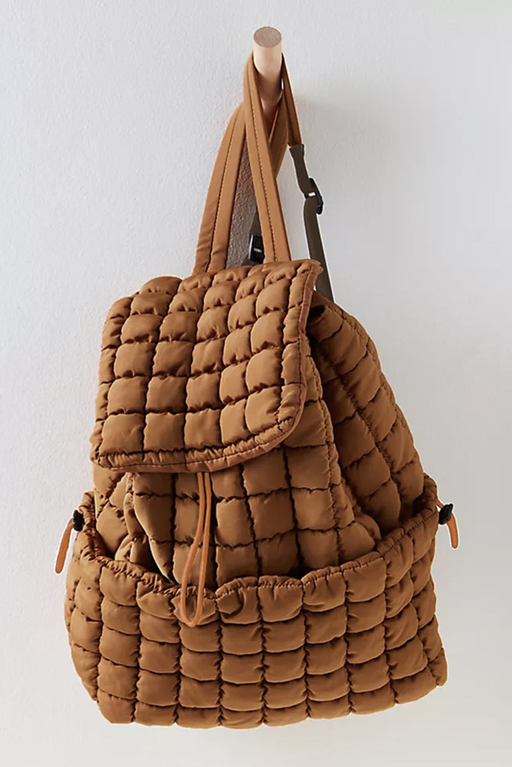 Solid Flapped Quilted Puffer Backpack