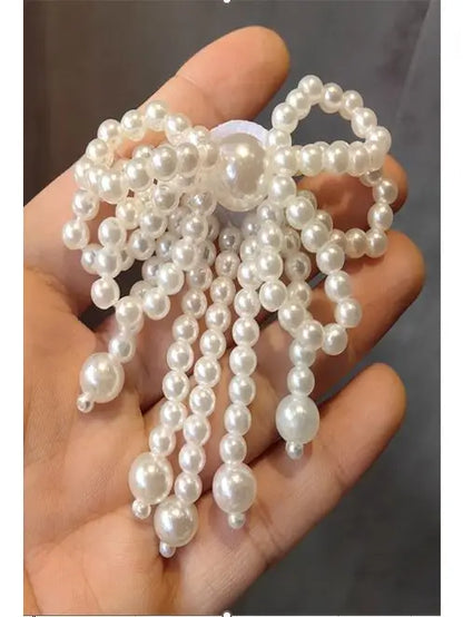 Classic Pearl Bow Ribbon Shoe Charm