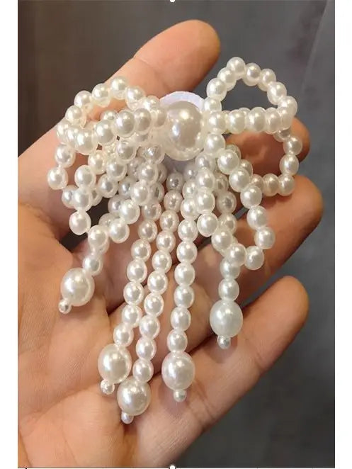 Classic Pearl Bow Ribbon Shoe Charm