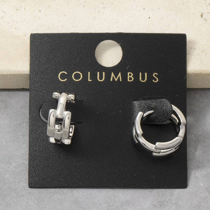 Chain Link Huggie Hoop Earrings