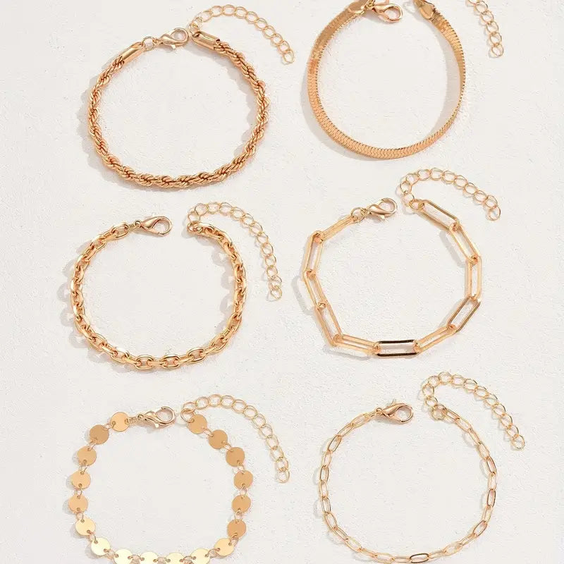 6pcs Vintage Chain Bracelet Set