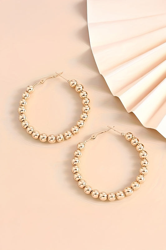 Gold Bead Hoop Earrings