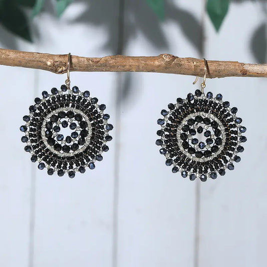 Boho Beaded Flower Burst Earrings