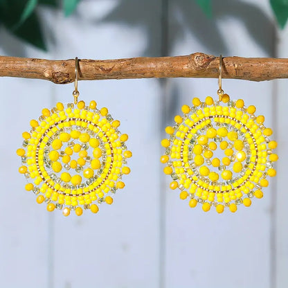 Boho Beaded Flower Burst Earrings