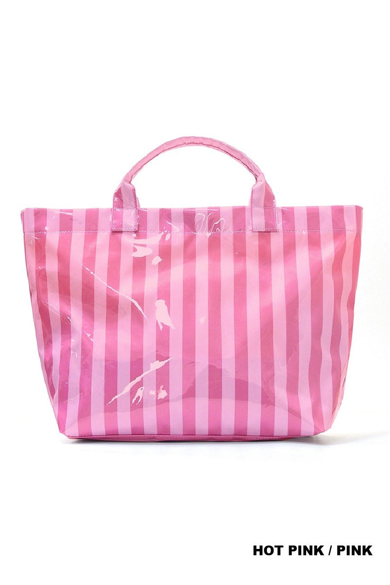 Striped PVC Tote Bags