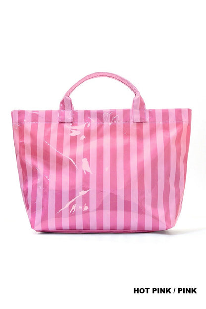 Striped PVC Tote Bags