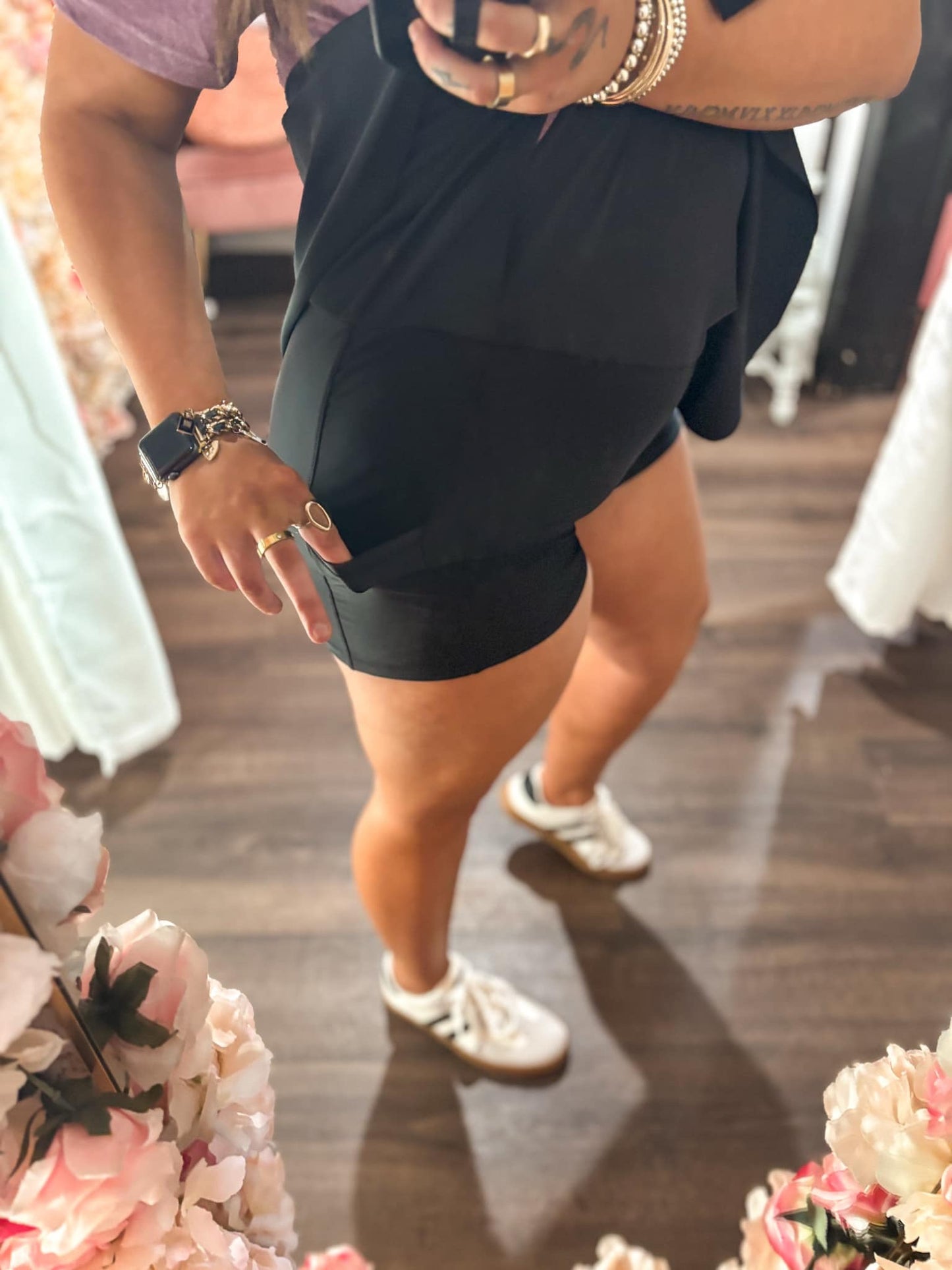 Solid Pocketed Crossover High Waist Skort