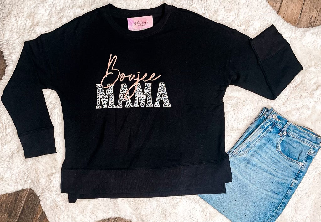 Boujee Mama Oversized Sweater in Black