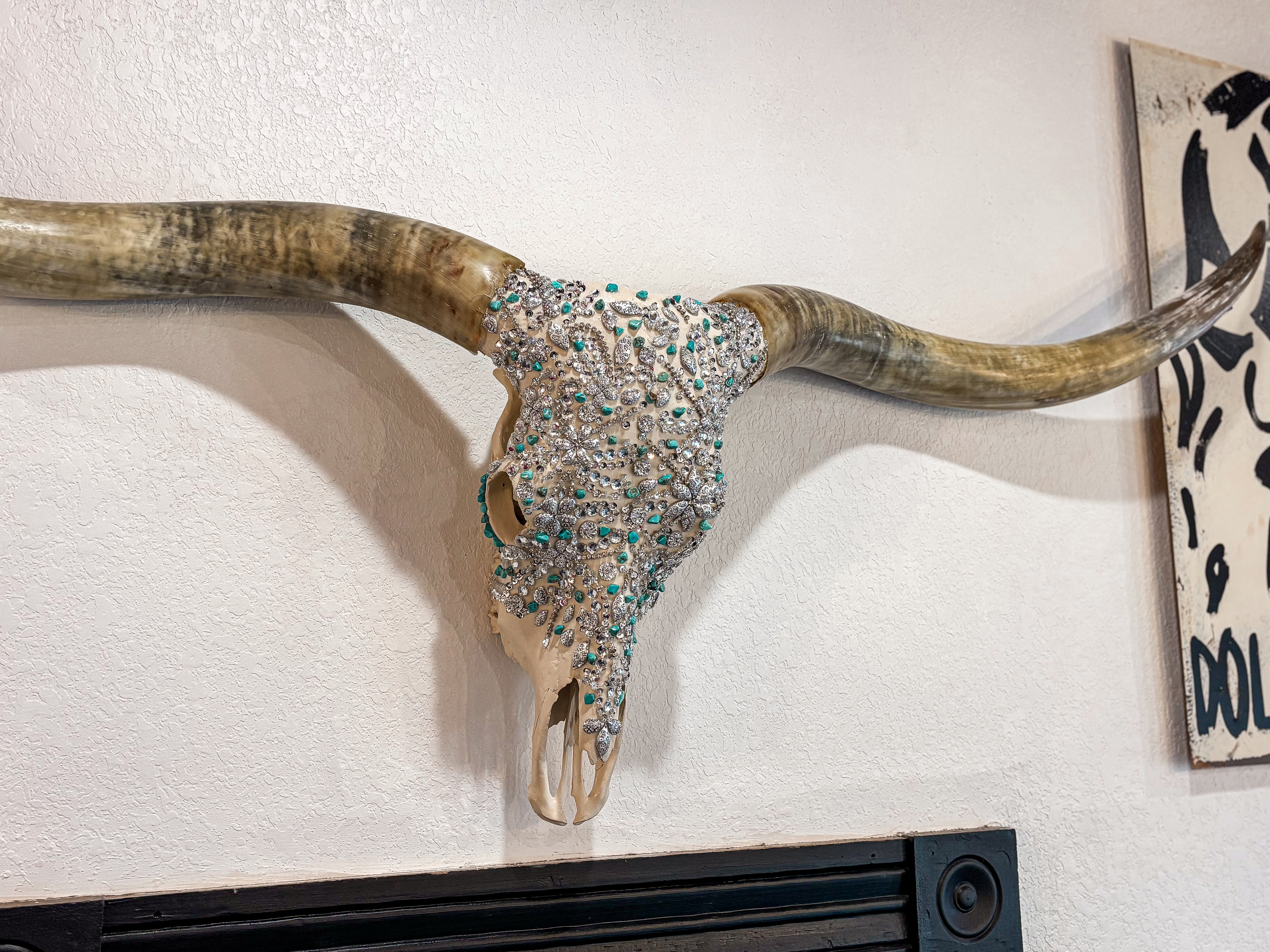 Turquoise Stardust – 70” Longhorn Statement Skull