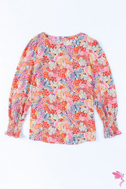 Multicolor Puff Sleeve Floral Blouse