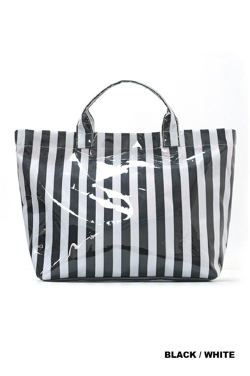 Striped PVC Tote Bags