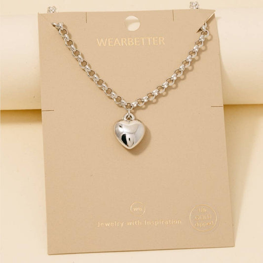 Silver Heart Charm Necklace