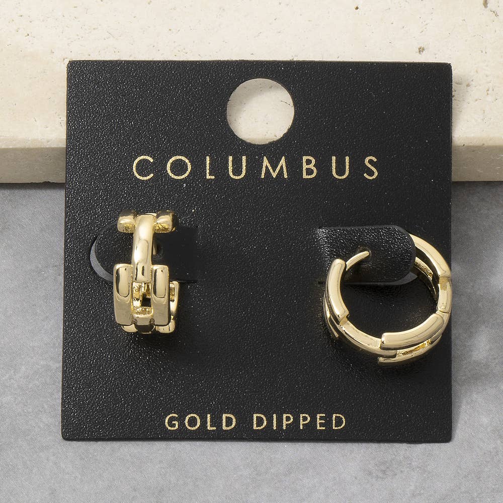Chain Link Huggie Hoop Earrings