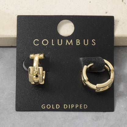 Chain Link Huggie Hoop Earrings