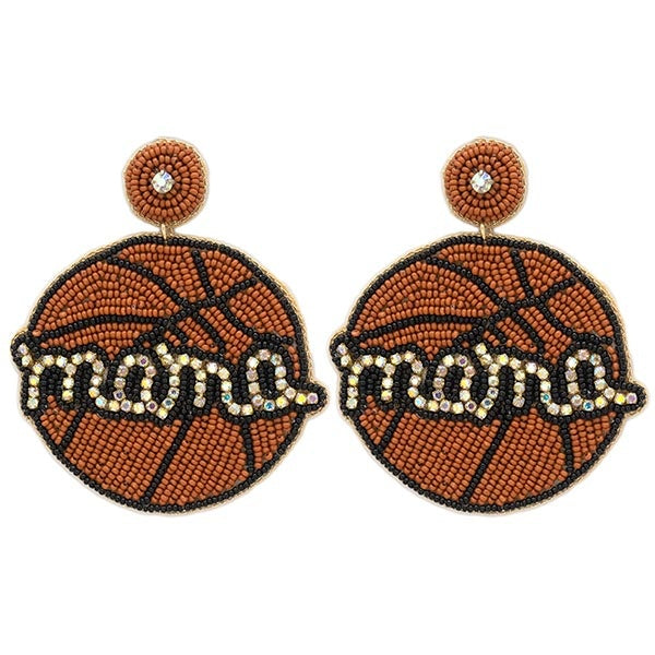 Basketball Mama Seed Bead Earring