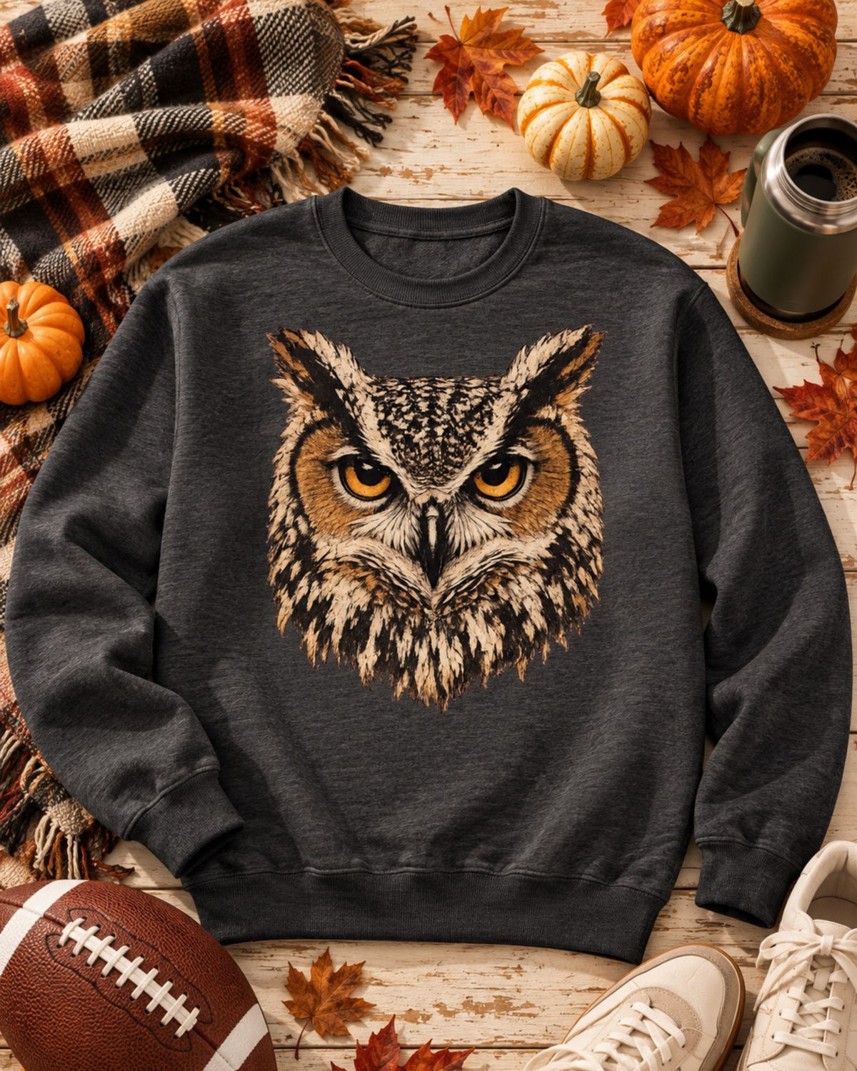 Neutral Owl Graphic Sweatshirt