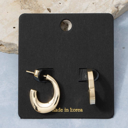 Chunky Gold Square Tube Hoop Earrings