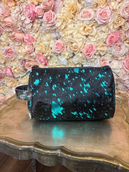 Turquoise Hide Makeup Bag