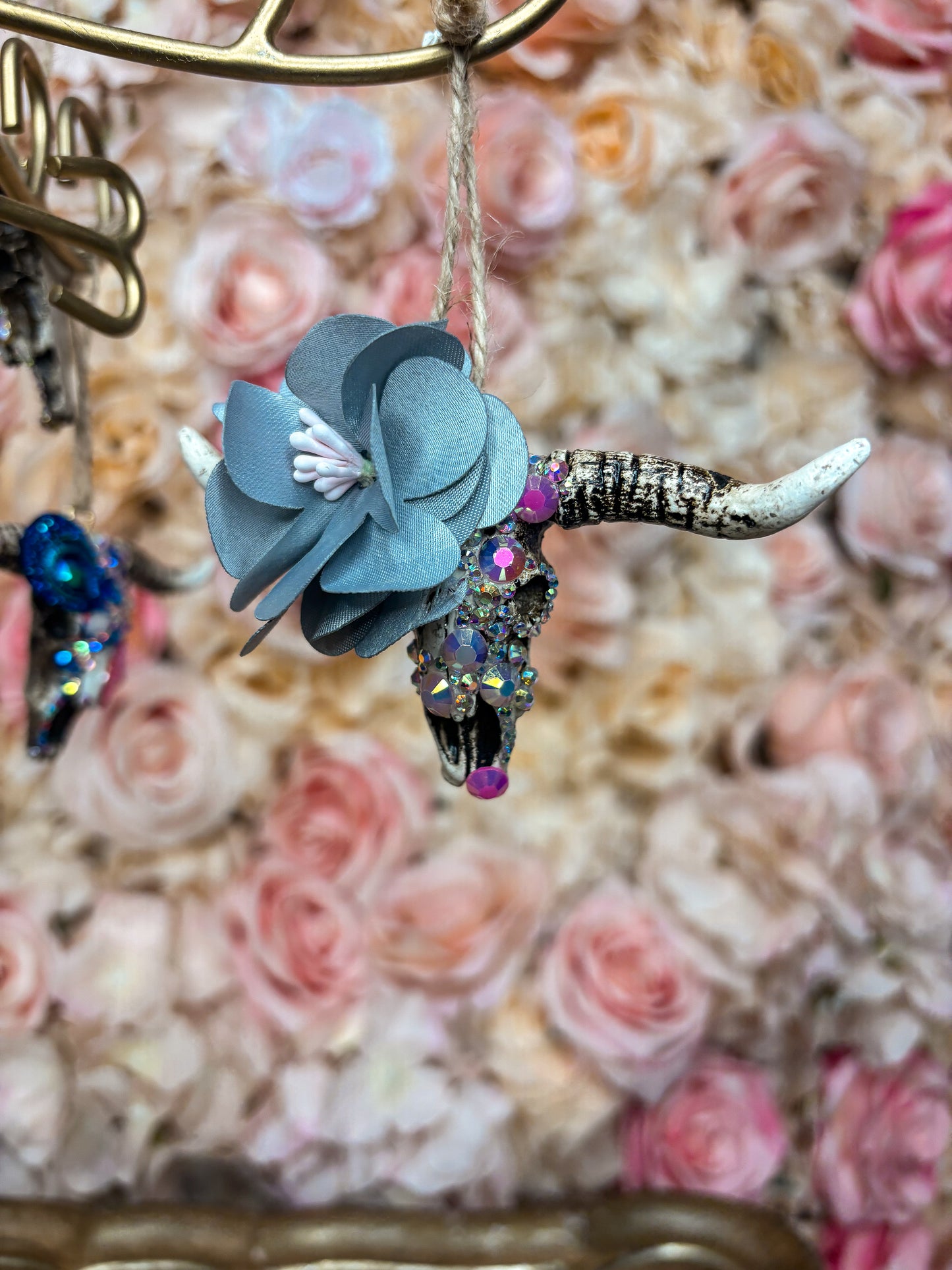 Silver Sage Bloom Mini Cow Skull