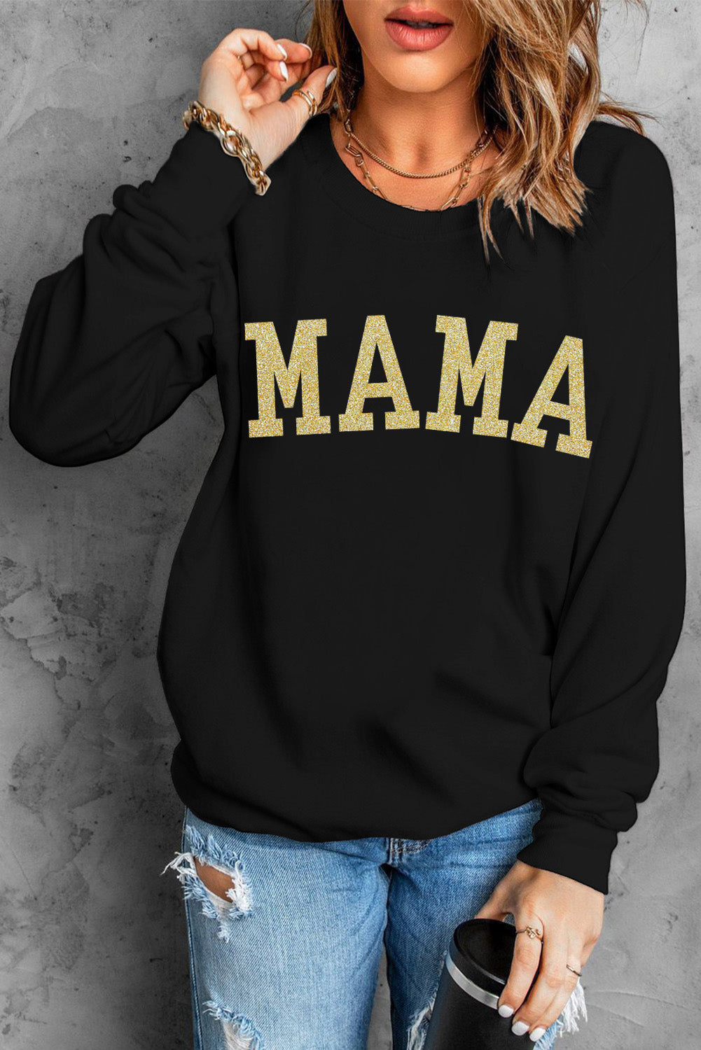 Black Glitter Mama Sweater