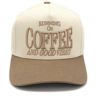 C.C. Running on Coffee and Good Vibes Trucker Cap Beige