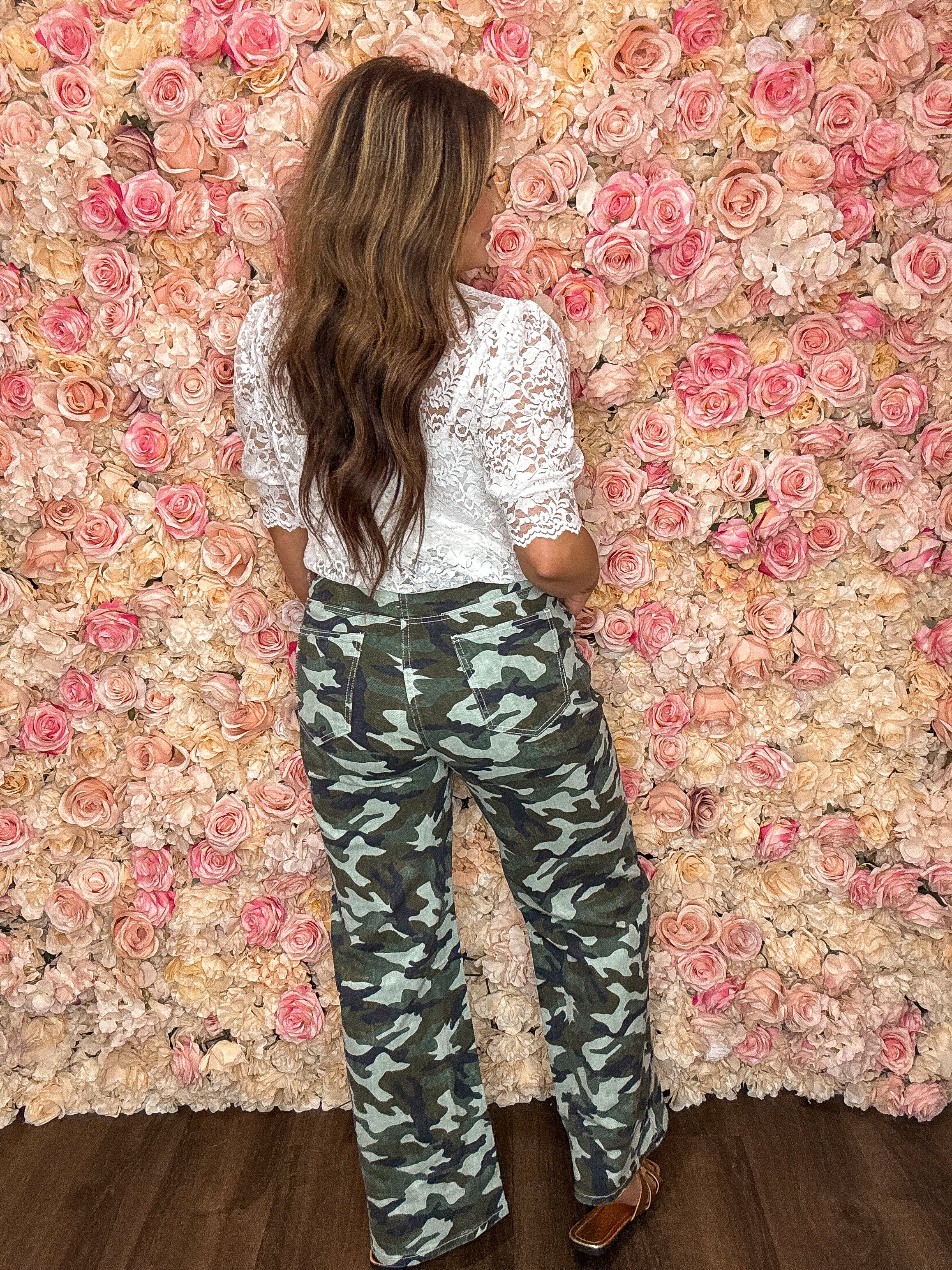 Camo Wide Leg Drawstring Jeans