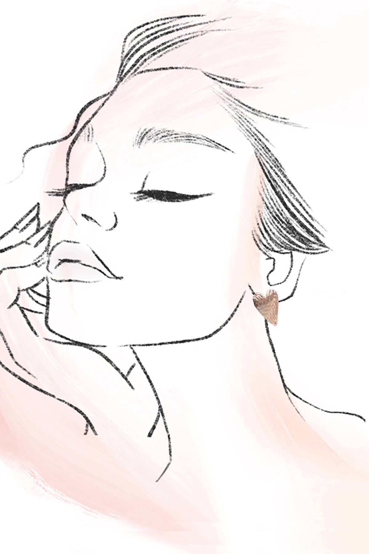 Hammered Heart Stud Earrings