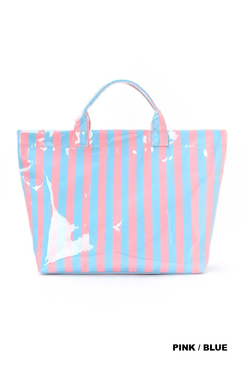 Striped PVC Tote Bags