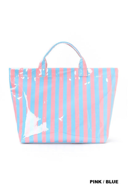 Striped PVC Tote Bags